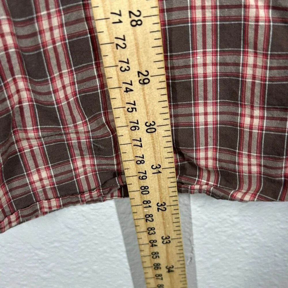 Banana Republic Shirt Mens XL Brown Red Plaid Long Sleeve Button Up Cotton